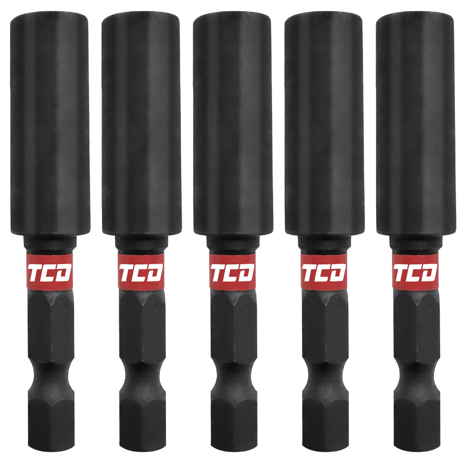 TCD Shock Resistant Magnetic Bit Holder 1/4in Hex 60mm - Pack of 5 - TCD0004
