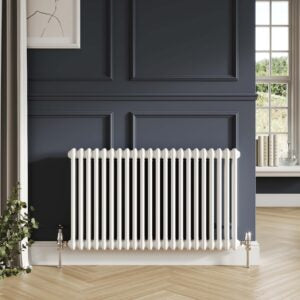 Scudo 2 Column Horizontal Designer Radiator – 600 X 1010 White/Anthracite/Raw Metal