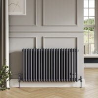 Scudo 2 Column Horizontal Designer Radiator – 600 X 1010 White/Anthracite/Raw Metal