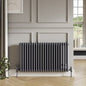 Scudo 2 Column Horizontal Designer Radiator – 600 X 1010 White/Anthracite/Raw Metal