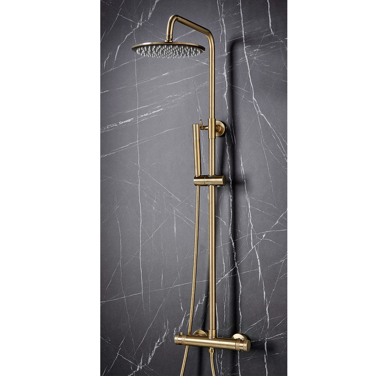 Scudo Core Brushed Brass Round Rigid Riser Shower NU-021