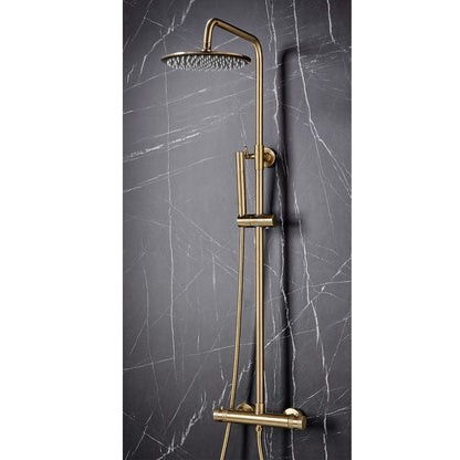 Scudo Core Brushed Brass Round Rigid Riser Shower NU-021