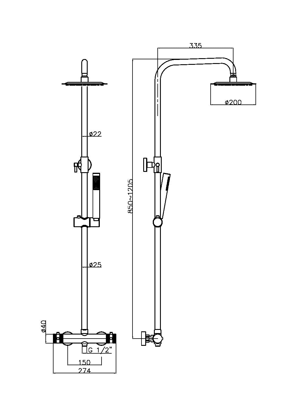 Scudo Core Chrome Round Rigid Riser Shower NU-019