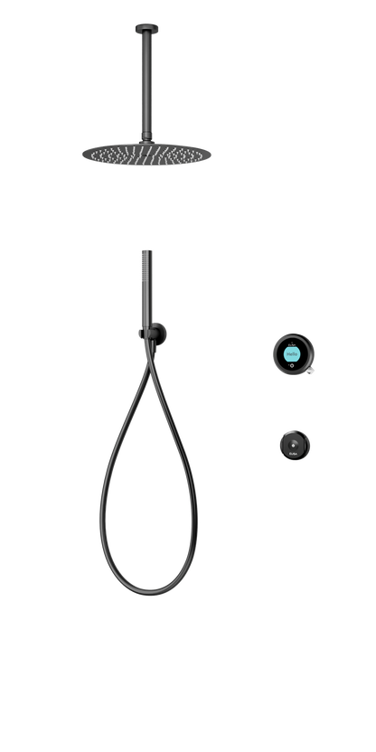 Elisa Intuition Divert Concealed Smart Hand Shower, Fixed Ceiling Head & Remote for HP/Combi - Black