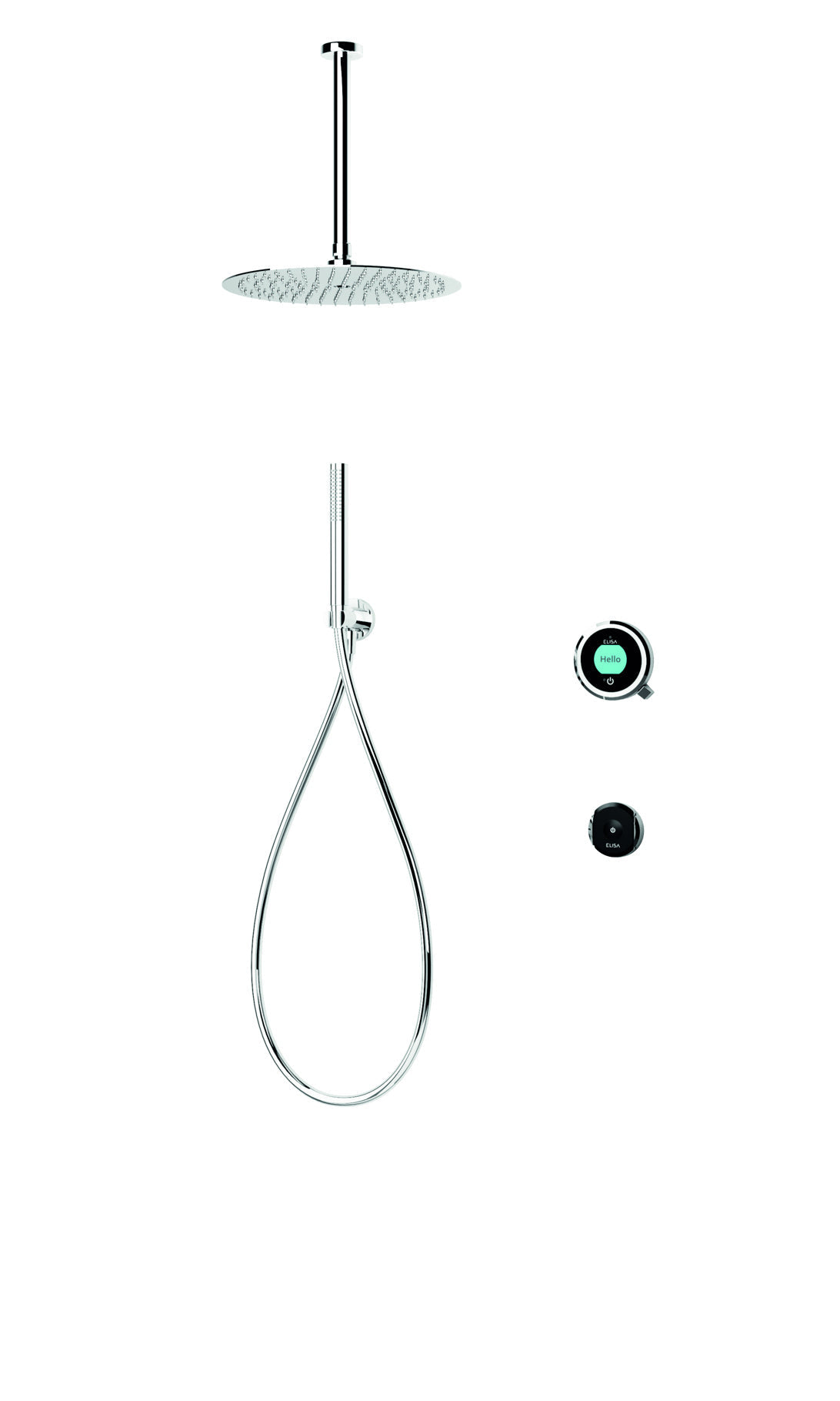 Elisa Intuition Divert Concealed Smart Hand Shower, Fixed Ceiling Head & Remote - HP/Combi - Chrome