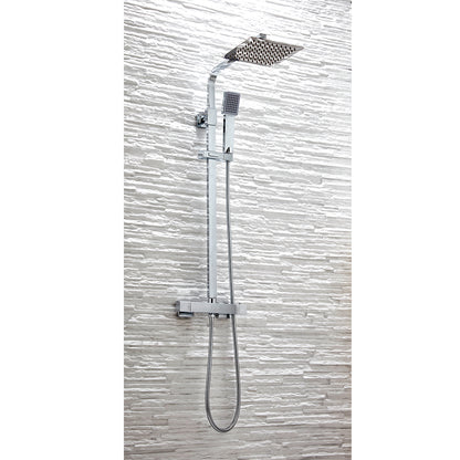 Elliot Chrome Square Rigid Riser Shower Twin Head