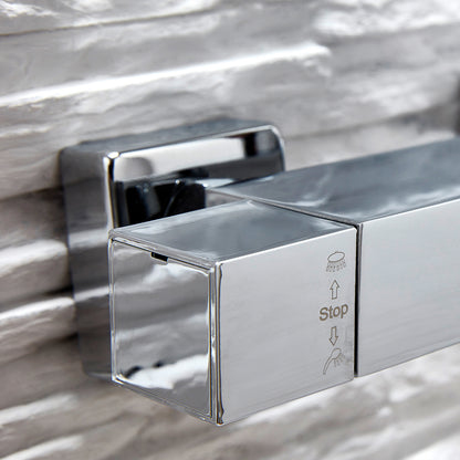 Elliot Chrome Square Rigid Riser Shower Twin Head