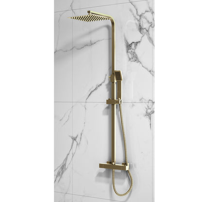 Scudo Elliot Brushed Brass Square Rigid Riser Shower SK700