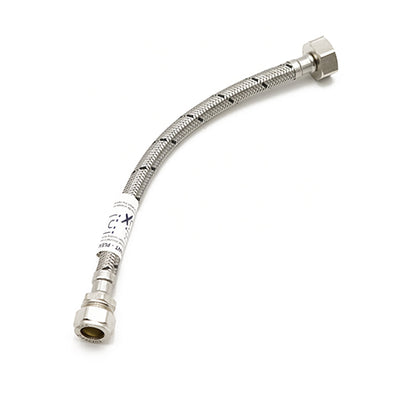 FLTC WRAS approved flexi tap connector with iso valve 15mm x 1/2" x 300mm long