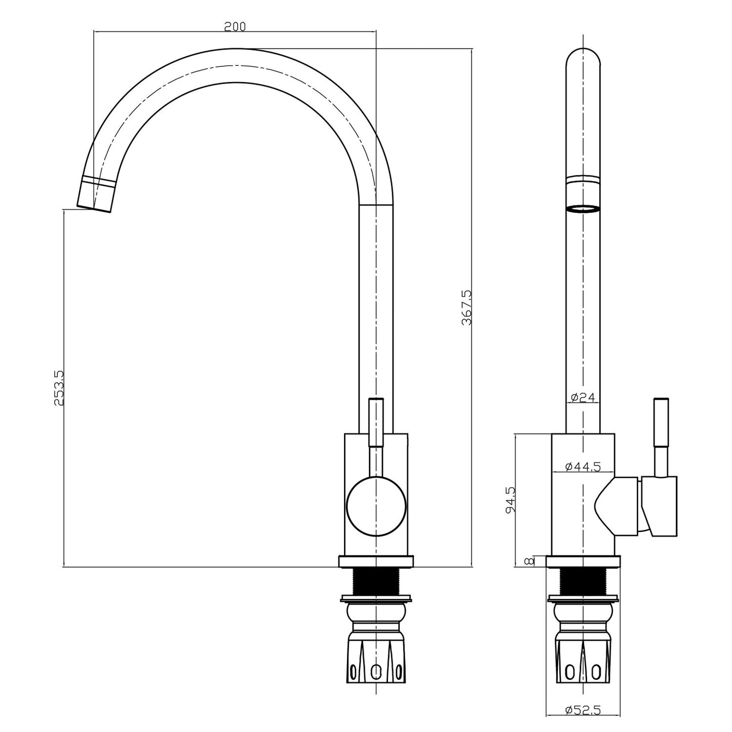 Manhattan Black Kitchen Mixer Tap