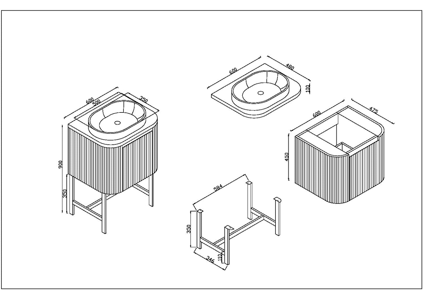 Scudo Linea Curve 600 Basin