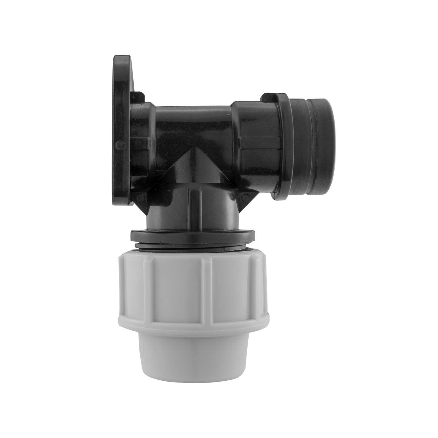 Wall Flange Kit 32mm MDPE + In-Line Valve + 20mm Barb