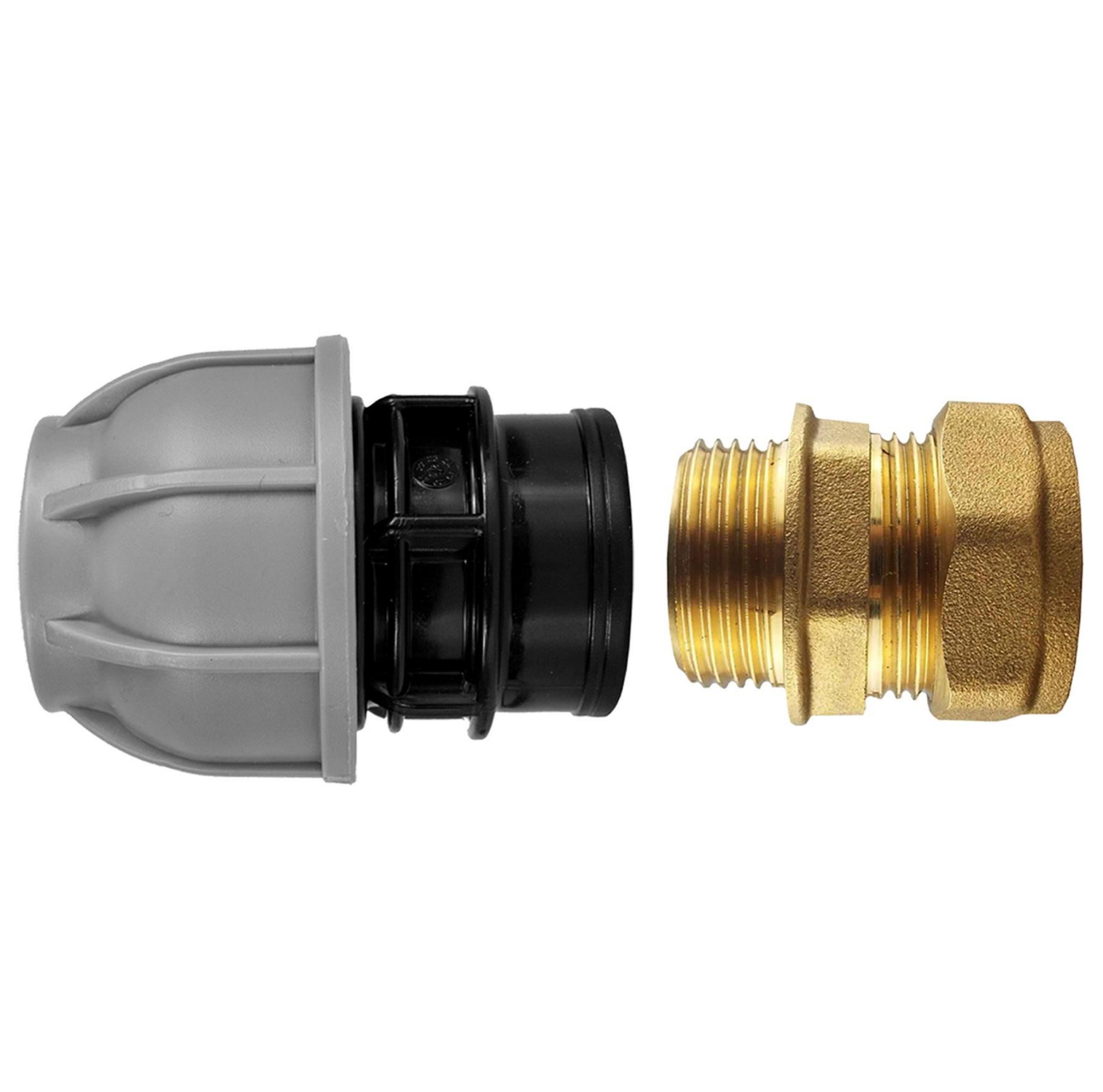 Brass Compression 15mm Straight with 20mm MDPE Straight