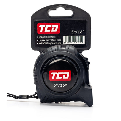 TCD 5m/16ft Tape Measure With Top and Bottom Hook - Scale Printed Both Sides