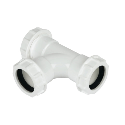 white compression waste tee 40mm